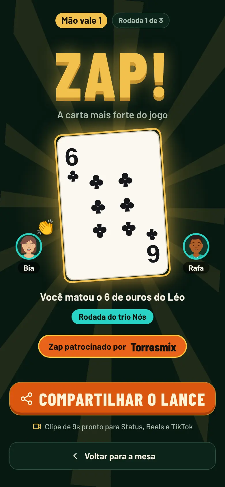 Momento do Zap em tela cheia